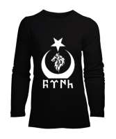 Göktürk,Göktürk logosu,Türkiye. Siyah Kadın Uzun Kol Tişört - Tisho