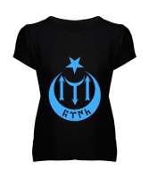 Göktürk,Göktürk logosu,Türkiye. Siyah Kadın V Yaka Tişört - Tisho