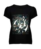 Göktürk,Göktürk logosu,Türkiye. Siyah Kadın V Yaka Tişört - Tisho