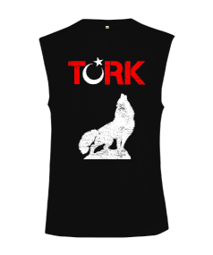 Göktürk,Göktürk logosu,Türkiye. Siyah Kesik Kol Unisex Tişört - Tisho