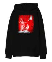 Göktürk,Göktürk logosu,Türkiye. Siyah Oversize Unisex Kapüşonlu Sweatshirt - Tisho