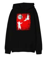 Göktürk,Göktürk logosu,Türkiye. Siyah Oversize Unisex Kapüşonlu Sweatshirt - Tisho