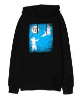 Göktürk,Göktürk logosu,Türkiye. Siyah Oversize Unisex Kapüşonlu Sweatshirt - Tisho