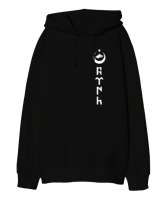 Göktürk,Göktürk logosu,Türkiye. Siyah Oversize Unisex Kapüşonlu Sweatshirt - Tisho