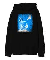 Göktürk,Göktürk logosu,Türkiye. Siyah Oversize Unisex Kapüşonlu Sweatshirt - Tisho