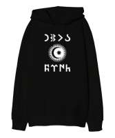 Göktürk,Göktürk logosu,Türkiye. Siyah Oversize Unisex Kapüşonlu Sweatshirt - Tisho