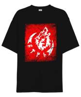 Göktürk,Göktürk logosu,Türkiye. Siyah Oversize Unisex Tişört - Tisho