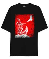 Göktürk,Göktürk logosu,Türkiye. Siyah Oversize Unisex Tişört - Tisho