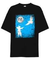 Göktürk,Göktürk logosu,Türkiye. Siyah Oversize Unisex Tişört - Tisho