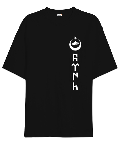 Tisho - Göktürk,Göktürk logosu,Türkiye. Siyah Oversize Unisex Tişört