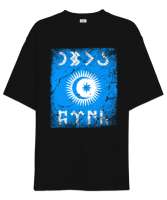 Göktürk,Göktürk logosu,Türkiye. Siyah Oversize Unisex Tişört - Tisho