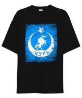 Göktürk,Göktürk logosu,Türkiye. Siyah Oversize Unisex Tişört - Tisho