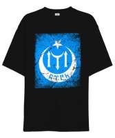 Göktürk,Göktürk logosu,Türkiye. Siyah Oversize Unisex Tişört - Tisho