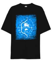 Göktürk,Göktürk logosu,Türkiye. Siyah Oversize Unisex Tişört - Tisho