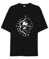 Göktürk,Göktürk logosu,Türkiye. Siyah Oversize Unisex Tişört - Tisho