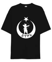 Göktürk,Göktürk logosu,Türkiye. Siyah Oversize Unisex Tişört - Tisho