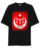 Göktürk,Göktürk logosu,Türkiye. Siyah Oversize Unisex Tişört - Tisho