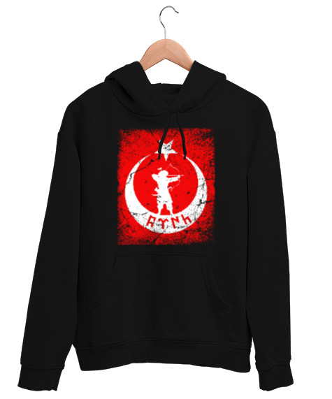 Göktürk,Göktürk logosu,Türkiye. Siyah Unisex Kapşonlu Sweatshirt - Tisho