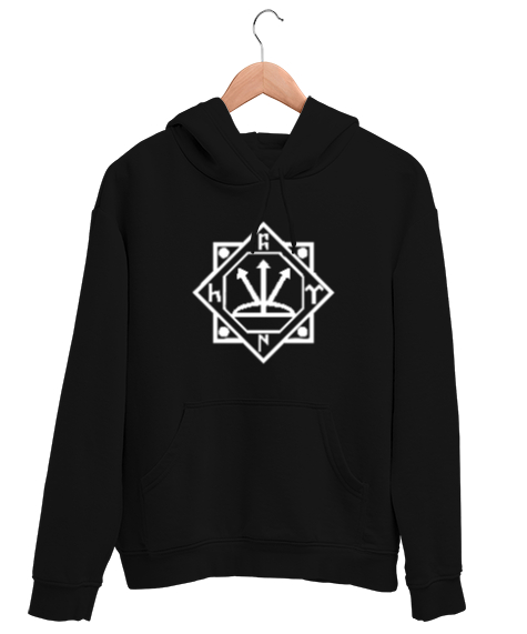 Tisho - Göktürk,Göktürk logosu,Türkiye. Siyah Unisex Kapşonlu Sweatshirt