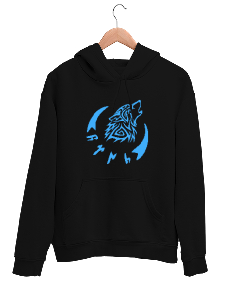 Tisho - Göktürk,Göktürk logosu,Türkiye. Siyah Unisex Kapşonlu Sweatshirt