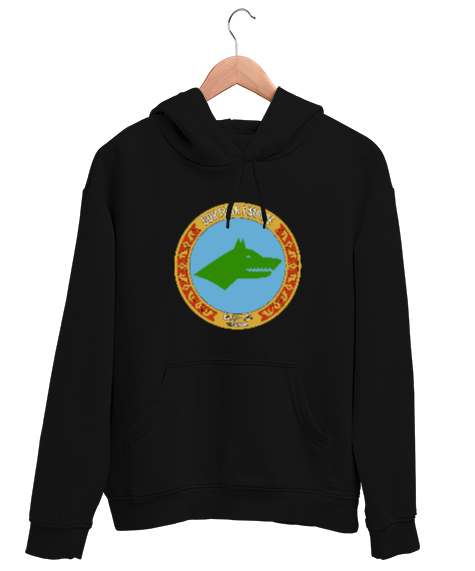 Tisho - Göktürk,Göktürk logosu,Türkiye. Siyah Unisex Kapşonlu Sweatshirt