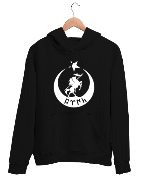 Tisho - Göktürk,Göktürk logosu,Türkiye. Siyah Unisex Kapşonlu Sweatshirt