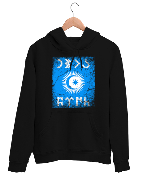 Tisho - Göktürk,Göktürk logosu,Türkiye. Siyah Unisex Kapşonlu Sweatshirt