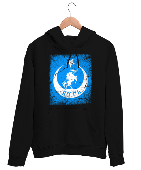 Tisho - Göktürk,Göktürk logosu,Türkiye. Siyah Unisex Kapşonlu Sweatshirt