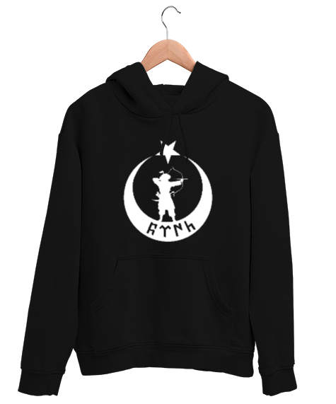 Tisho - Göktürk,Göktürk logosu,Türkiye. Siyah Unisex Kapşonlu Sweatshirt