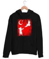 Göktürk,Göktürk logosu,Türkiye. Siyah Unisex Kapşonlu Sweatshirt - Tisho