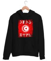 Göktürk,Göktürk logosu,Türkiye. Siyah Unisex Kapşonlu Sweatshirt - Tisho