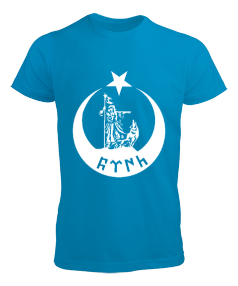 Tisho - Göktürk,Göktürk logosu,Türkiye. Turkuaz Erkek Tişört