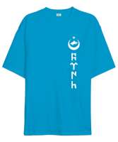Göktürk,Göktürk logosu,Türkiye. Turkuaz Oversize Unisex Tişört - Tisho