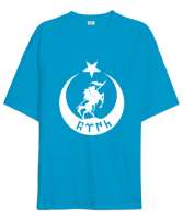 Göktürk,Göktürk logosu,Türkiye. Turkuaz Oversize Unisex Tişört - Tisho