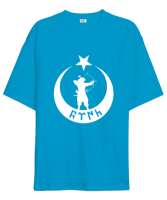 Göktürk,Göktürk logosu,Türkiye. Turkuaz Oversize Unisex Tişört - Tisho