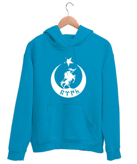 Tisho - Göktürk,Göktürk logosu,Türkiye. Turkuaz Unisex Kapşonlu Sweatshirt