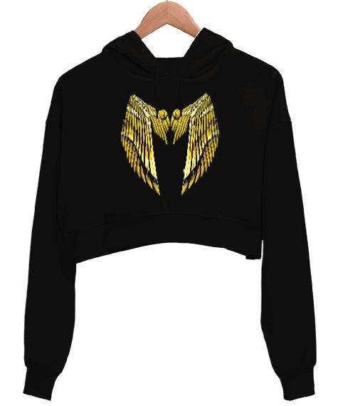 Tisho - Gold Wings Kadın Crop Hoodie Kapüşonlu Sweatshirt