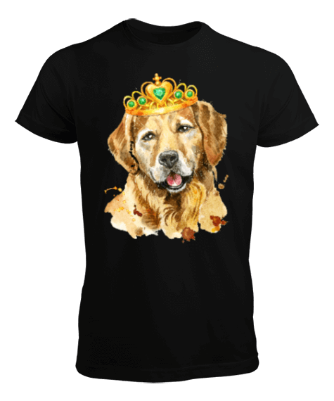 Tisho - Golden Retriever Cinsi Köpek, Sulu Boya Özel Çizim Tasarım 6 Erkek Tişört