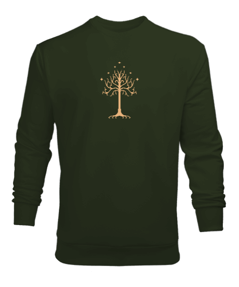 Tisho - Gondorun Ak Ağacı Haki Yeşili Erkek Sweatshirt