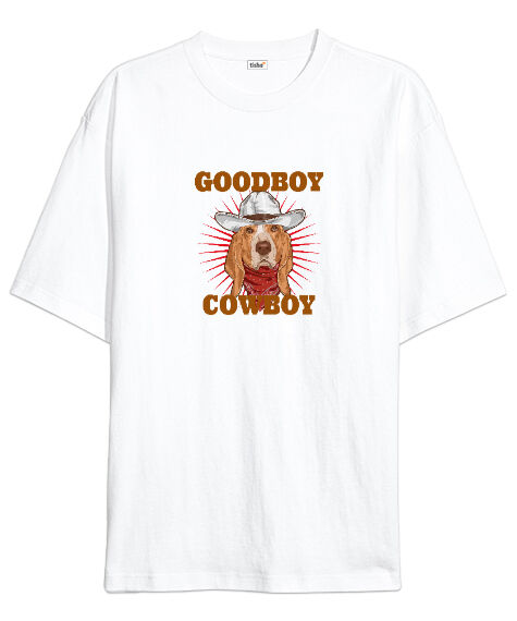 Tisho - Good Boy - Cowboy Beyaz Oversize Unisex Tişört