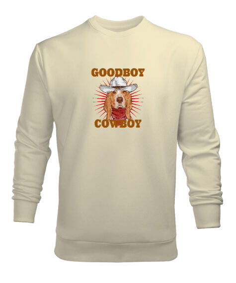 Tisho - Good Boy - Cowboy Krem Erkek Sweatshirt