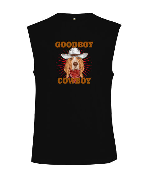 Tisho - Good Boy - Cowboy Siyah Kesik Kol Unisex Tişört