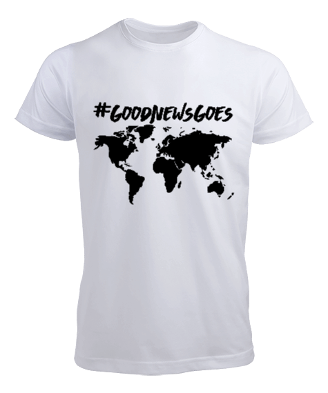 Good News Goes Dünya Haritası Baskılı Erkek Tişört