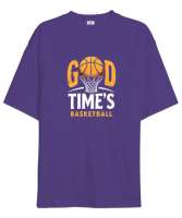 Good Time Basketball - Basketbol ve Keyifli Zaman Mor Oversize Unisex Tişört - Tisho