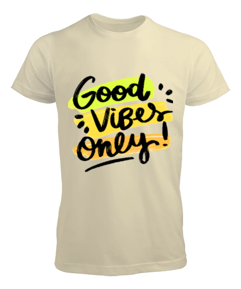 Tisho - Good Vibes Only Baskılı Krem Erkek Tişört