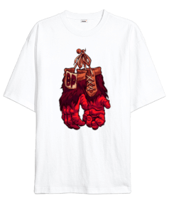 Goril Eldiveni Baskılı Oversize Unisex Tişört