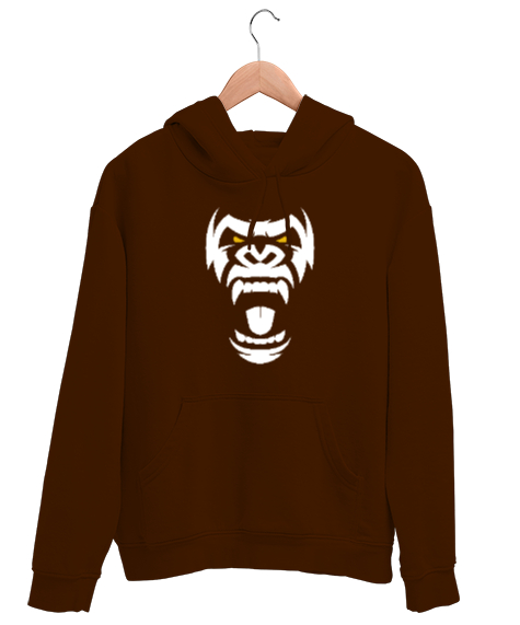 Tisho - Goril - Gorilla Face Kahverengi Unisex Kapşonlu Sweatshirt