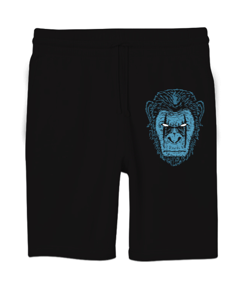 Tisho - Gorilla - Goril Kafası Siyah Unisex Sweatshirt Şort Regular Fit