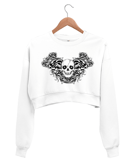 Tisho - Gothic Baskılı Kadın Crop Sweatshirt