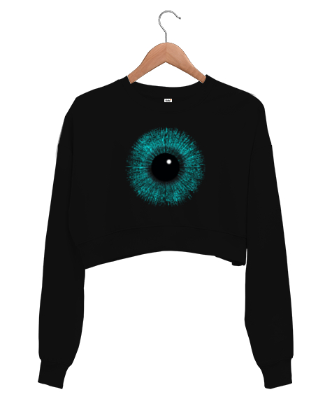 Tisho - Göz - Eye Siyah Kadın Crop Sweatshirt